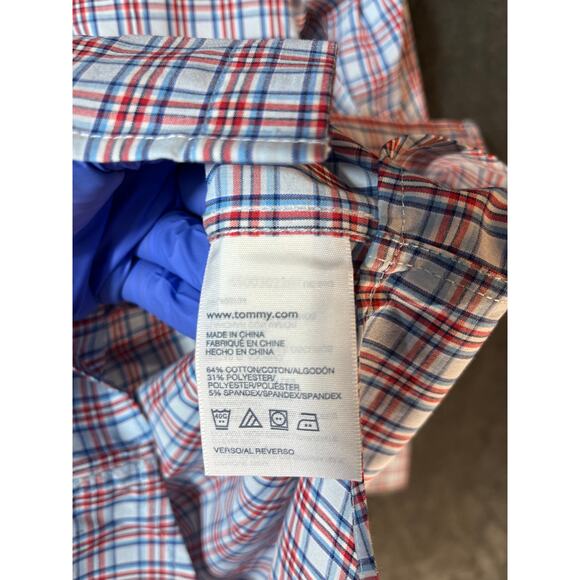Boys Tommy Hilfiger Red Plaid Long Sleeve Button Down Shirt 12 - Picture 3 of 5